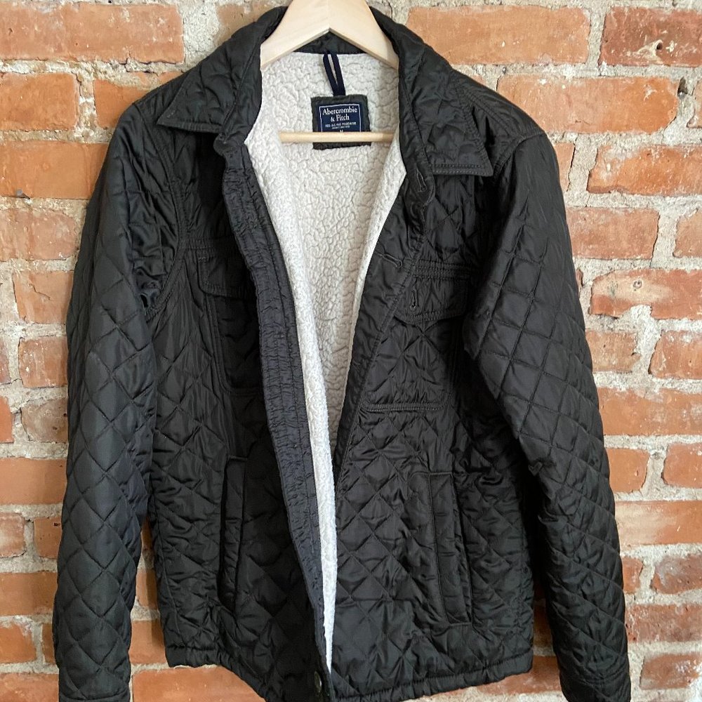 Abercrombie & Fitch Men's Quilted Jacket Coat Green • Medium